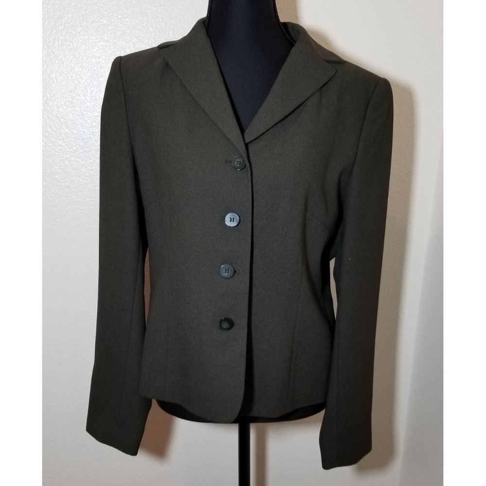 Casual Corner Annex Womens Size 8 Olive Green Blazer Preppy Minimalist Old Money